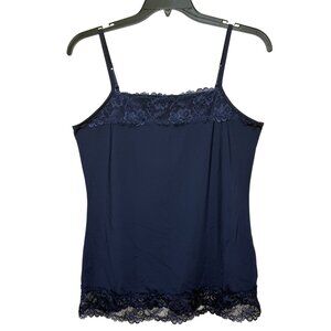 Maurices Navy Blue Lace Trimmed Cami Tank Top Size XL Adjustable Straps Y2K